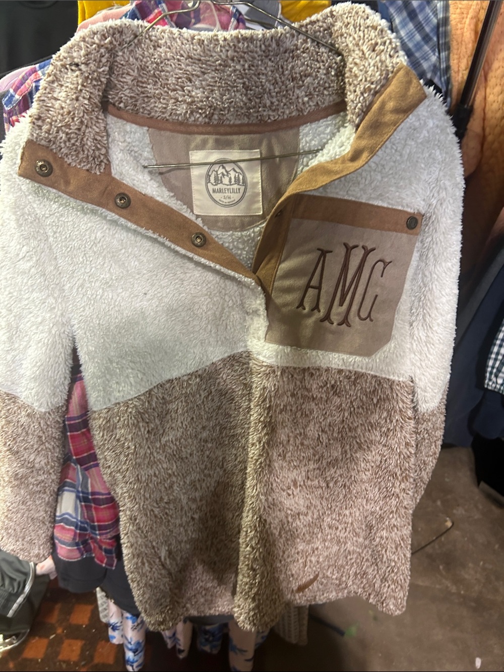 Kids Sherpa Puffer Jacket - Cream & Tan